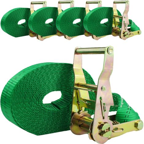5x TrutzHolm® Ratschen Spanngurt Spanngurte Zurrgurt 1-tlg 6m 2t 2to 2000kg TÜV/GS GRÜN