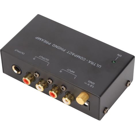 Préampli Phono PP400, Amplificateur Avant Platine Vinyle, Entrée et Sortie Audio, Contrôle de Bouton Indépendant (1/5)