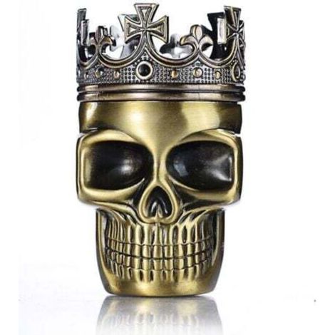 [NEVER USED] King Skull Age Crowned King Skull Pollen Crusher for Spices, Coffee, Herbs (Bronze)