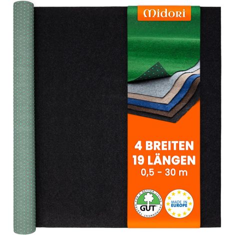 Rasenteppich 200 x 450 cm Schwarz mit Noppen Kunstrasen Teppich Balkon Terrasse Outdoor