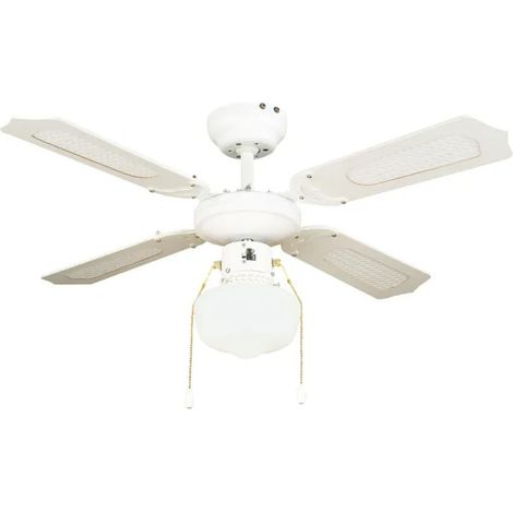 Barbados Deckenventilator mit Beleuchtung, aus Stahl, weiß CENTRALE BRICO (1/5)