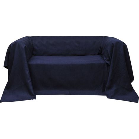 Micro-Suede Sofaüberwurf Tagesdecke Marineblau 210 x 280 cm vidaXL858234 (1/5)