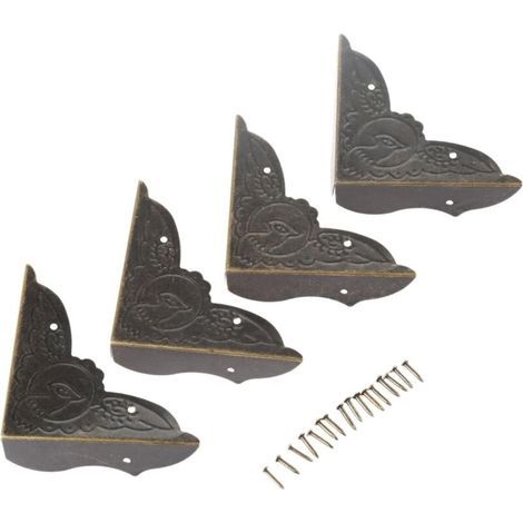 Protecteurs d'angle Protecteurs du coin Métal Déco Edge Coin Protector pour bijoux Coffre à vin Coffret cadeau Coque en bois (1/4)