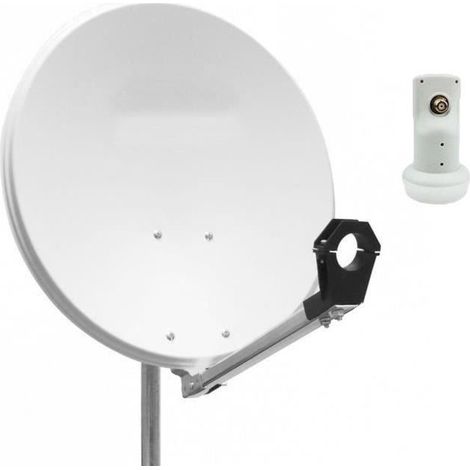HDME Parabole satellite aluminium Blanche 60cm idéal ASTRA EUTELSAT + LNB Single HD (1/3)