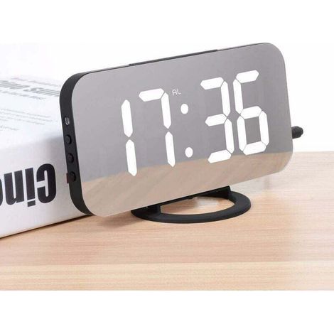 Digital Alarm Clock, LED Mirror Alarm Clock, Digital Bedside Alarm Clock, Night Light, Adjustable Brightness (1/4)