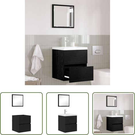 vidaXL Meuble mural - Cabinet de salle de bain Chêne noir 41 x 38,5 x 45 cm (1/5)