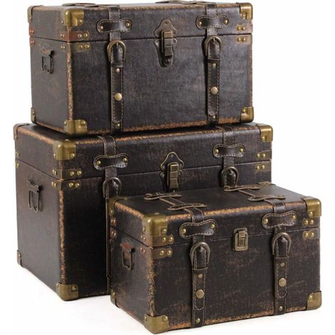 Baule in mdf/PU nero, 46x30x30 cm