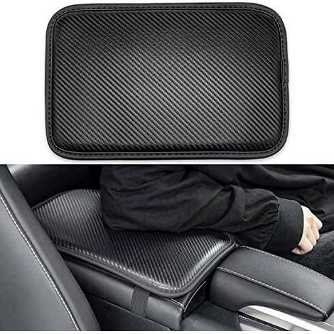 Housse universelle en cuir et fibre pour accoudoir de voiture, accessoire de protection intérieure pour console centrale, compatible avec la plupart des voitures, SUV et camions (noir) (1/5)