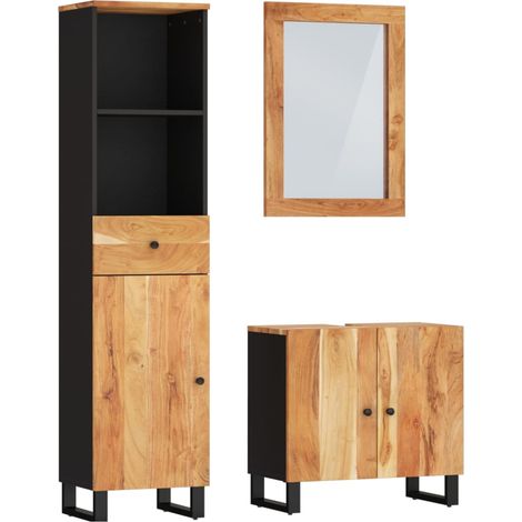 vidaXL Set Mobili da Bagno 3pz in Legno Massello di Acacia (1/5)