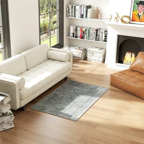 Moquet de salon Tapis de style moderne,tapis lavable 150 x 80 cm Gris foncé-Da