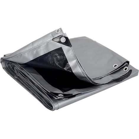 WOLTU Tarpaulin Waterproof Strengthened Heavy Duty Tarp Outdoor Camping Cover Grey+Black 3x6m 280g/m2 PE