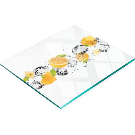 Tagliere decorativo in vetro temperato con motivo limone e acqua, 60x52 cm (1/5)