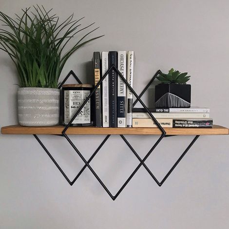 Mensola Cadeo, un Ripiano, in Legno di Abete, Colore Struttura Nero, 41x15x32h cm Marrone Noce Scuro (1/3)