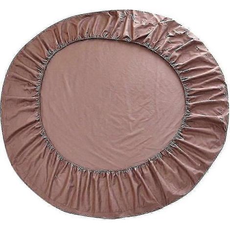 Drap-housse rond uni pour lit, idéal pour l'hôtel et la maison, couleur café. (1/5)