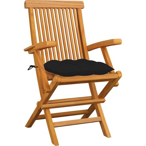 Maison Exclusive - Klappstühle mit schwarzen Kissen, 3-teilig, Ma (1/5)