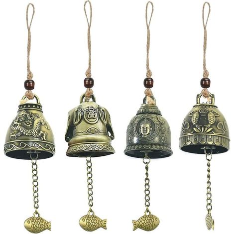 4 Pièces Bénédictions des Carillons Feng Shui, Carillons Éoliens Chinois, Carillons Éoliens Fengshui, Feng Shui Cloches, Feng Shui Cloche Bénédiction, pour Décoration Porte-Bonheur Suspendue