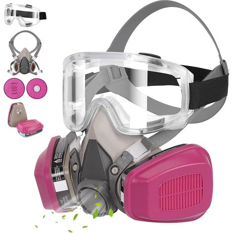 Reusable Anti Dust Anti Gas Respirator Mask with Filters and Protective Goggles for Spray Painting, Working, DIY, Sanding, (1/5)
