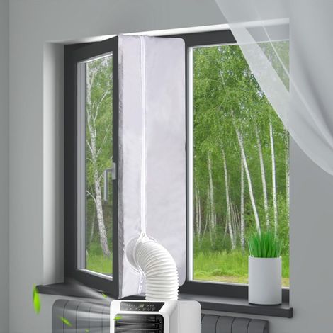 Kit de calfeutrage pour fenêtre de climatiseur mobile avec 2 ouvertures zippées – Kit universel d'étanchéité pour fenêtres à battants (1/5)