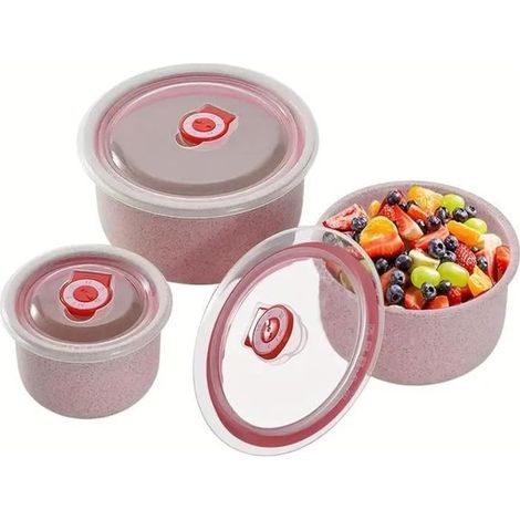 Boîte de conservation alimentaire - Sans BPA - Hermétique - Compatible micro-ondes - Compatible lave-vaisselle - Rose (1/4)