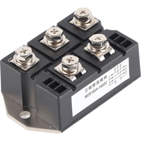 Module de puissance redresseur à diodes, redresseur triphasé en pont, 5 bornes, dissipation thermique par plaques de cuivre, 1600 V, 160 A (1/5)