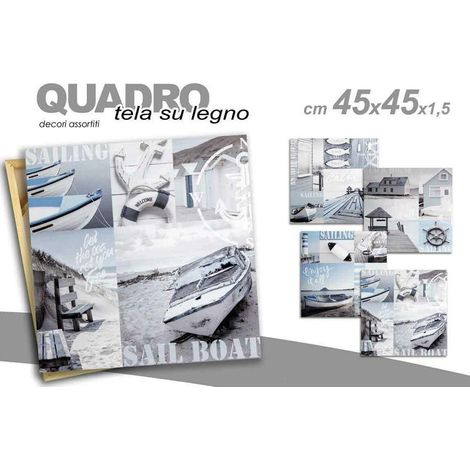 Trade Shop - Quadro Quadretto Decorativo 45x45x1,5cm Tela Su Legno Deluxe Decori Ass. 709661 - (1/2)