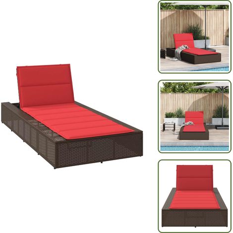 Sonnenliege mit schwebender Auflage Braun Poly Rattan - Sonnenliege - Sonnenliegen - Sonnenbett - Tagesbett