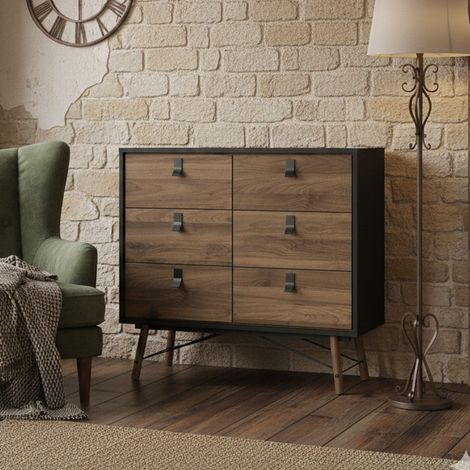 Dmora - Credenza Maka, Buffet da soggiorno, Madia da salotto, Dispensa da cucina, 102x40 h95 cm, Nero e Noce (1/5)