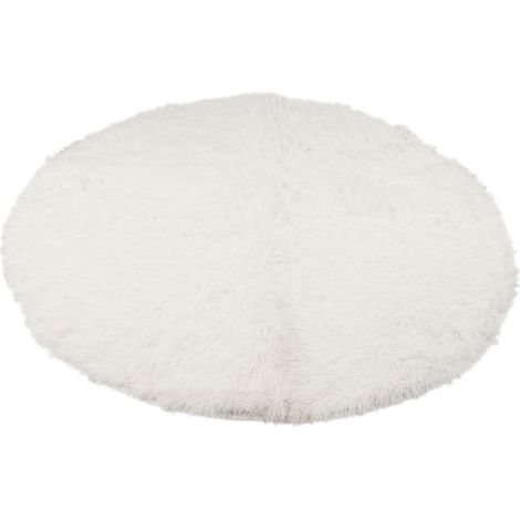 Tapis rond en peluche, ultra doux, moelleux, antidérapant, tapis moderne en peluche pour salon, chambre, blanc (1/5)