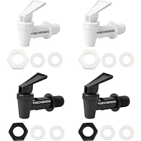 Lot de 4 distributeurs de boissons en plastique - Robinet de rechange pour distributeur d'eau - Convient pour les boissons froides et chaudes, tonneau à bière, verre, café, jus, fontaine à boire, noir (1/5)