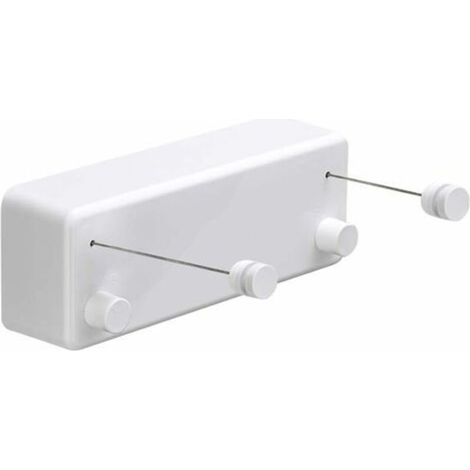 Einziehbare Wäscheleine aus ABS + Wäschetrockner aus Aluminium mit doppelt verstellbarem Edelstahlseil, Hotelstil, strapazierfähig, Wandmontagemethode, 4,2 m, weiß