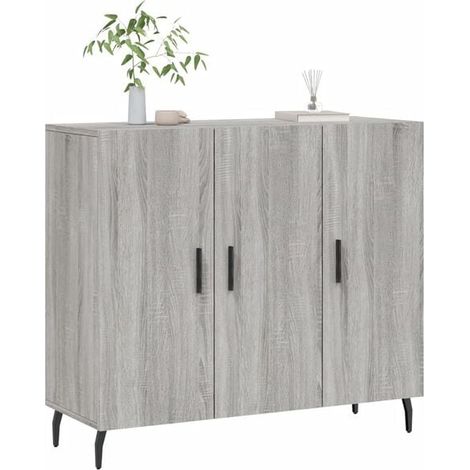 Buffet de Cuisine 90x34x80 cm, Meuble Rangement avec Portes et Étagères, Couleur Gris Sonoma, Bois d'Ingénierie, Style Moderne pour Salle à Manger et Salon (1/5)