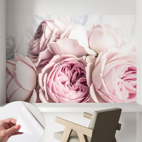 Papier peint autocollant avec imprimé pour cuisine facile à appliquer pour mur a motif Roses roses 104x70 cm (1/5)