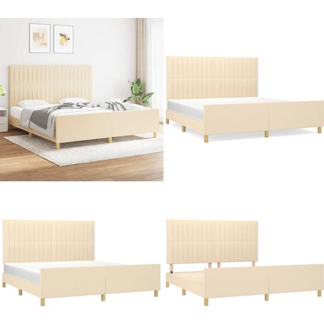 Bettgestell ohne Matratze Creme 180x200 cm Stoff - Bettsystem - Boxspringbetten - Lattenrost - Doppelbett - Schlafzimmermöbel - Home & Living (1/5)