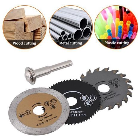 3 Pcs Lames de mini-scie circulaires HSS disque de coupe pour couper bois (1/4)