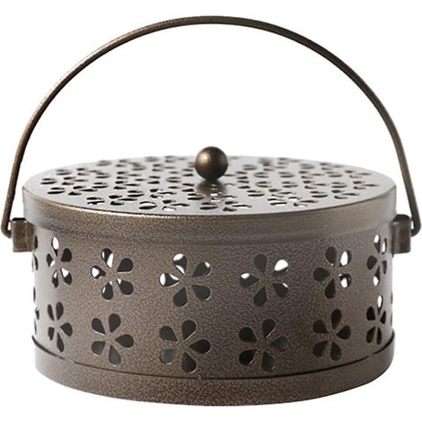 Spiralförmiger Mückenschutzhalter, tragbarer Räuchergefäß im Retro-Stil für Zuhause und Camping (Bronze)