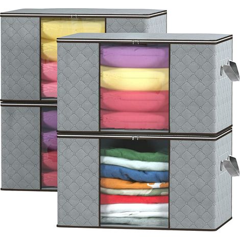 royaluxe - Organisateur de vêtements, organisateur de vêtements sous le lit surdimensionné non tissé avec poignées pour couettes, couettes, oreillers, jouets, 48 x 28 x 50 cm, gris (1/4)