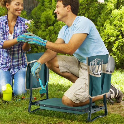 Tabourets de Jardinage Pliable avec Coussin EVA Genouillère de Jardin 2 en 1 Cadre en Métal Siège de Jardinier avec 2 Grande Pochette à Outils Charge 150KG Maison Chic (1/4)