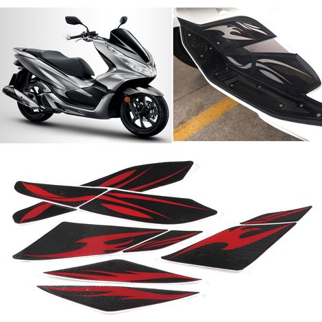 Autocollant latéral Honda PCX125/150, motif fibre de carbone, style rouge