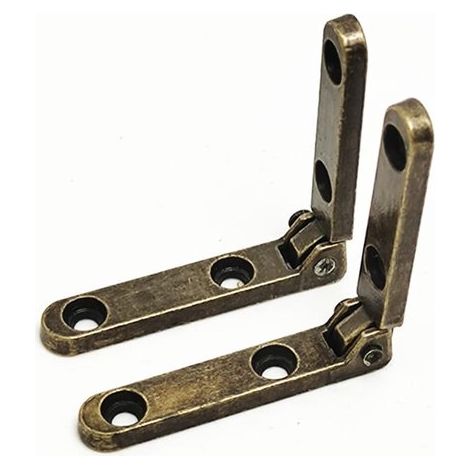 10 bisagras de resorte de 90° de aleación de zinc bronce antiguo con tornillos, para cajas de joyería y vino de madera. (1/5)