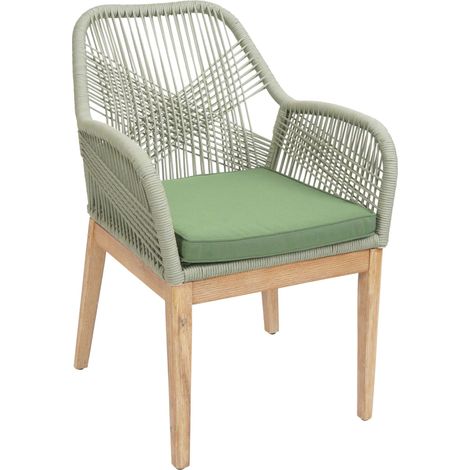 chaise de jardin HWC-H56b, fauteuil Outdoor chaise, résistant aux intempéries corde tressé (1/2)