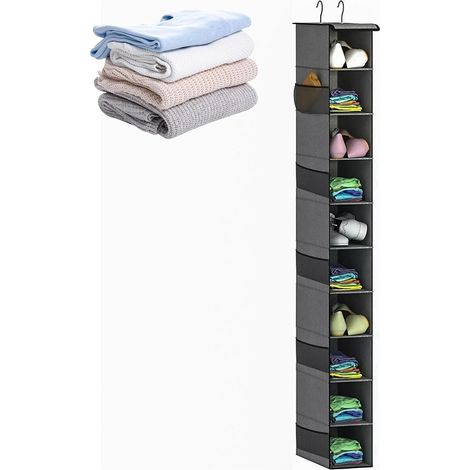 Organisateur De Placard Suspendu, Étagères De Placard Suspendues À 10 Niveaux, Étagères De Rangement À Plusieurs Niveaux, Organiseur De Rangement À 10 Niveaux Pour Pulls, Chaussures, Sacs À Main Et Vê (1/5)