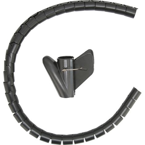 Gaine spiralée organiseur de câbles enrouleur tube ouvert avec clips, 10 mètres noir, diamètre 8mm