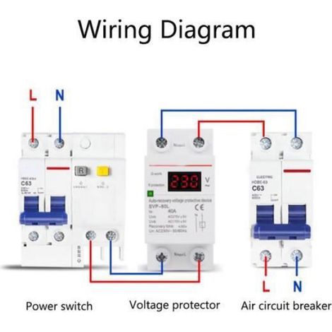 Dispositif de protection - - 230V - 40A - Surtension - Sous-tension - Rail DIN A3