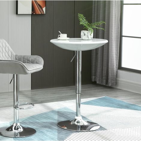 Bistrotisch Ø61x76-97 cm Weiß aus Metall mit höhenverstellbarer Drehplatte (1/5)