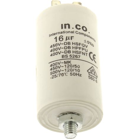 Condensatore 16µf, 400v, 481912118284 per lavatrici bosch