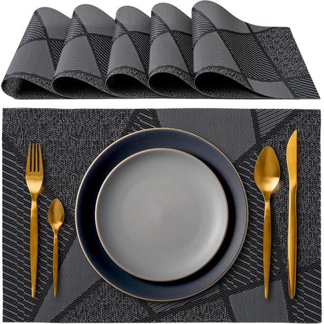 Elegantes 45 x 30 cm Geschirrset, ideal für Abendessen, Mittagessen und Frühstück – 6-teiliges Set – abwaschbar, hitzebeständig, rutschfest und fleckenabweisend, geeignet für Küche und Esszimmer – Sch