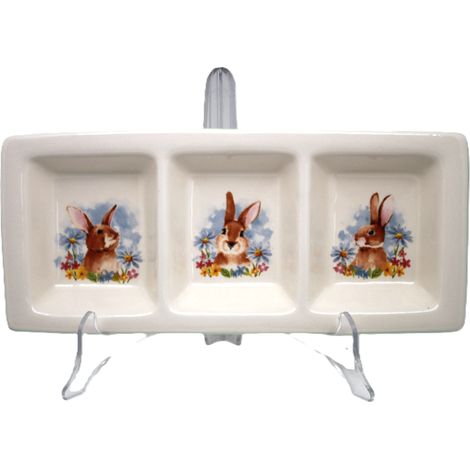 Bandeja de Pascua de 3 compartimentos con diseño de conejito de Pascua. (1/5)
