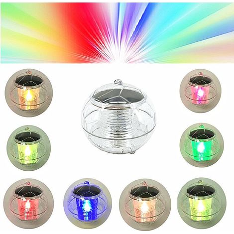 Guirlandes lumineuses colorées pour piscine avec trous pour cordes, lampes flottantes solaires — (multicolore) (1/4)