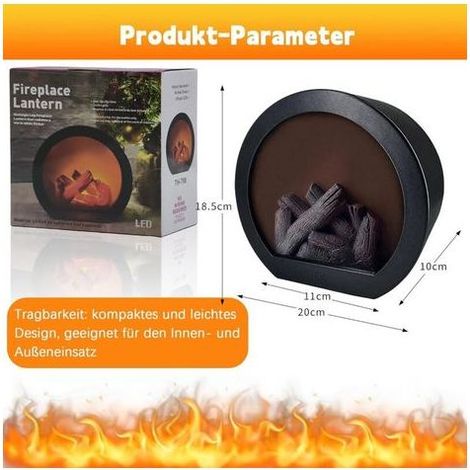 Cheminée LED, lampe de cheminée à commande tactile, cheminée électrique avec effet flamme, alimentée par USB (1/5)