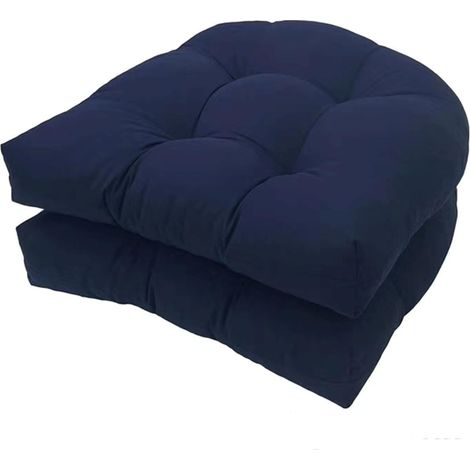 Lot de 2 coussins de chaise d'extérieur pour balcon : coussin d'assise semi-circulaire imperméable à dossier bas 48 x 48 cm épaisseur avec liens pour chaises de bureau (1/5)